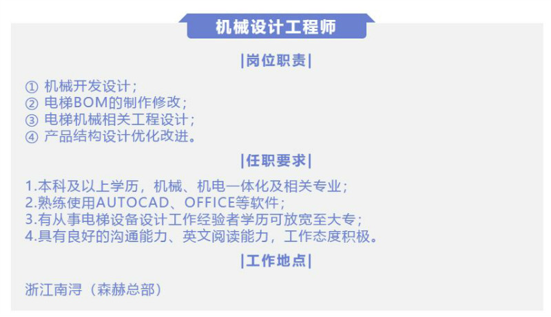 招贤纳士|森赫电梯，“职”等你来！(图3)