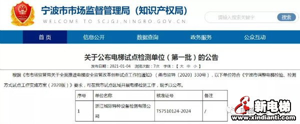 重磅!宁波局相继公布3批电梯检测试点名单!(图1) 重磅!宁波局相继公布3批电梯检测试点名单!(图1)