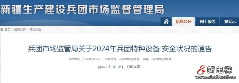 2024年新疆生产建设兵团特种设备安全状况：注册登记电梯24,511台，占总量的36.4%