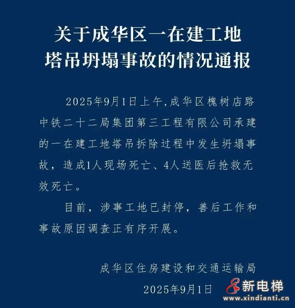 四川成都一在建工地塔吊拆除坍塌致5死 涉事企业曾因安全隐患被通报(图2) wechat_2025-09-02_085231_188