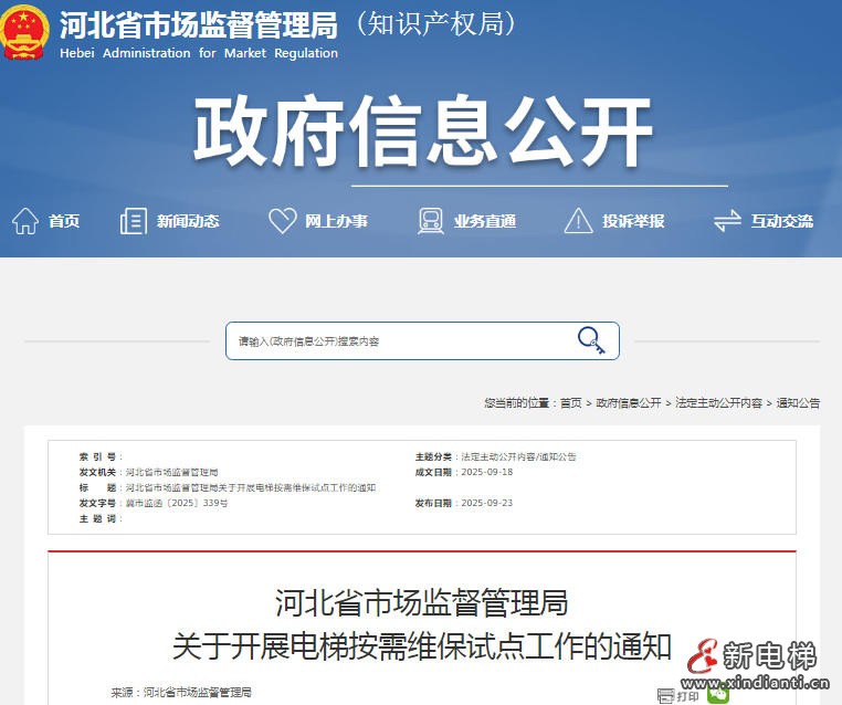 河北省市场监督管理局关于开展电梯按需维保试点工作的通知(图1) wechat_2025-09-24_165041_628